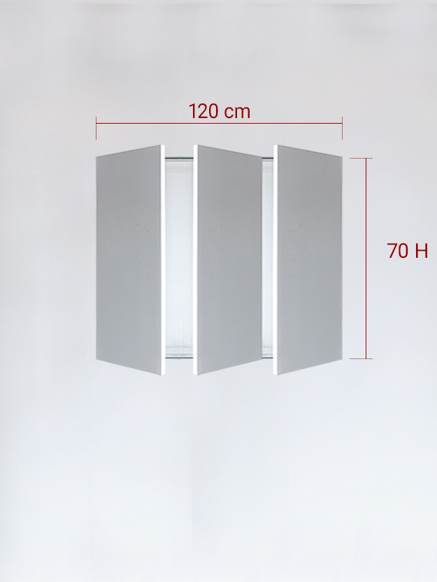 sportello filomuro a 3 ante cm 120x70h