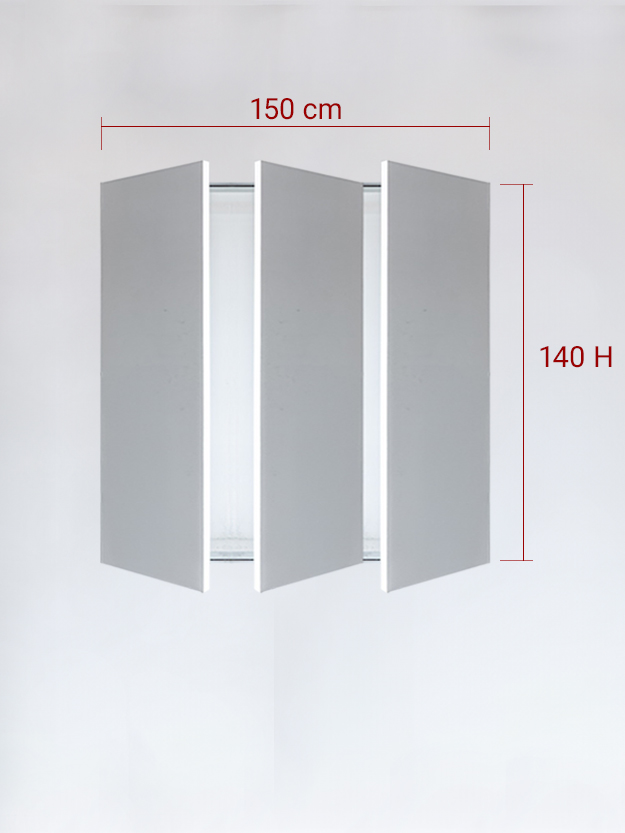 sportello filomuro a 3 ante cm 150x140h