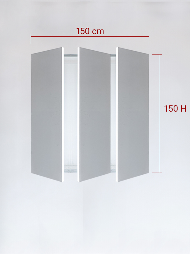 sportello filomuro a 3 ante cm 150x150h