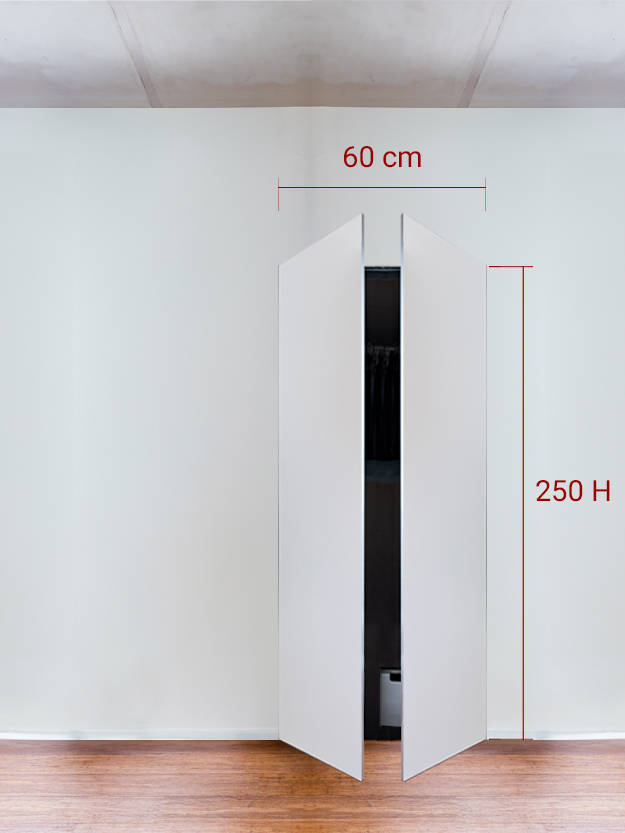 Armadio filomuro a 2 ante simmetriche cm 60×250