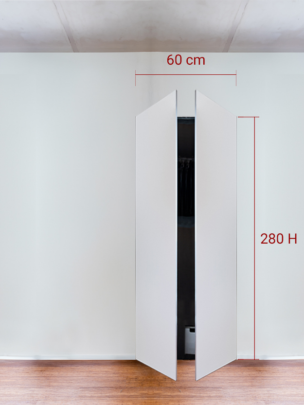 Armadio filomuro a 2 ante simmetriche cm 60×280