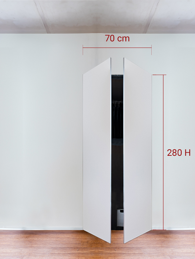 Armadio filomuro a 2 ante simmetriche cm 70×280