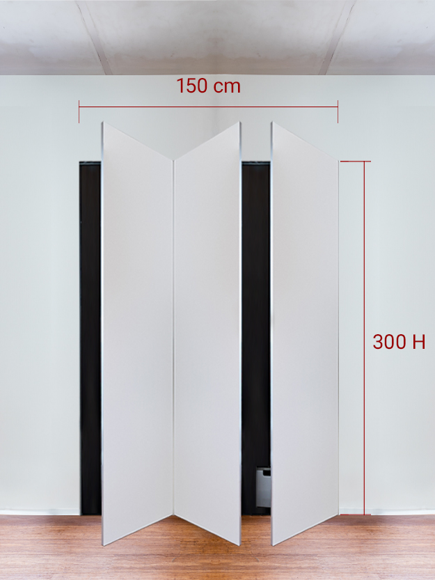 Armadio filomuro a 3 ante simmetriche cm 150×300