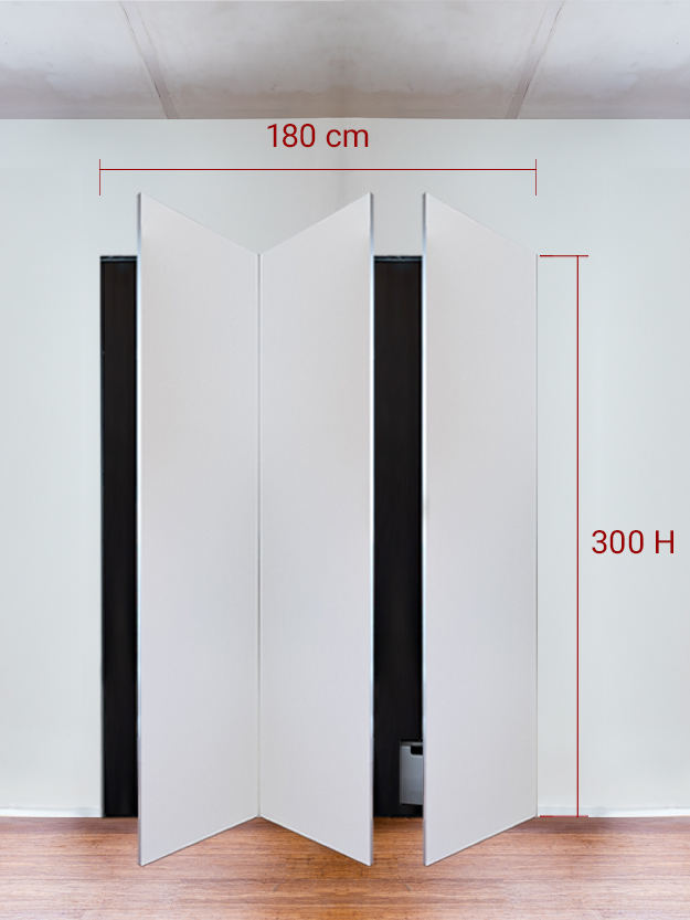 Armadio filomuro a 3 ante simmetriche cm 180×300