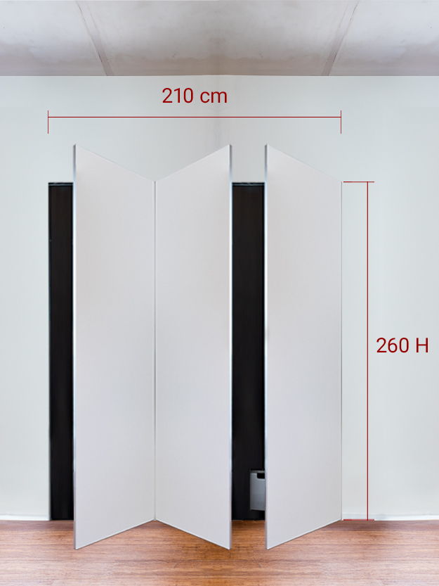 Armadio filomuro a 3 ante simmetriche cm 210×260