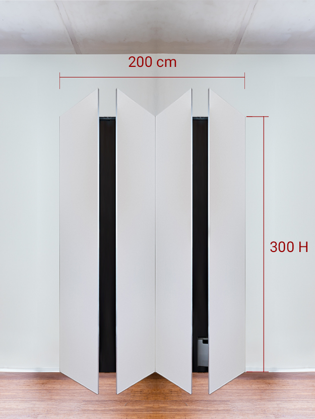 Armadio filomuro a 4 ante simmetriche cm 200×300