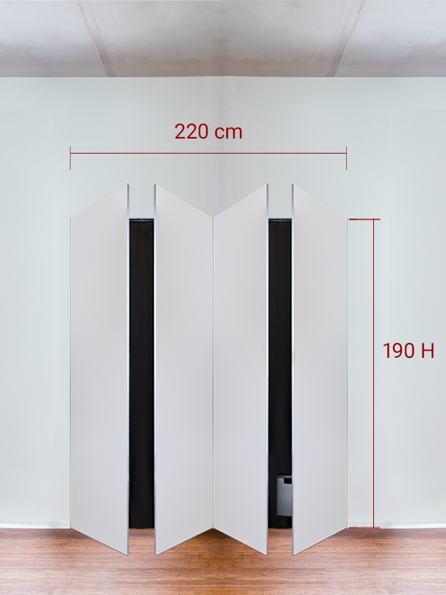 Armadio filomuro a 4 ante simmetriche cm 220×190