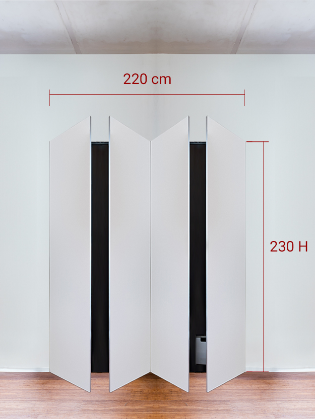 Armadio filomuro a 4 ante simmetriche cm 220×230