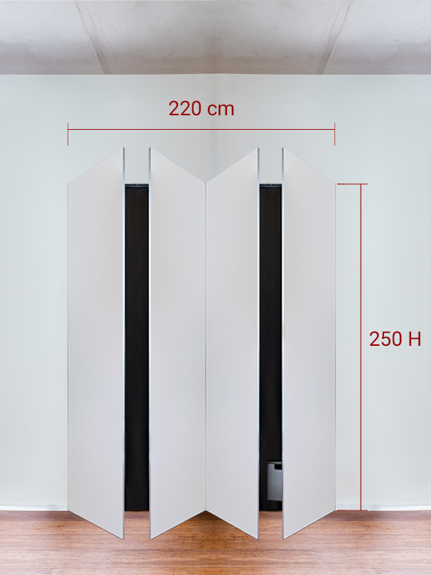 Armadio filomuro a 4 ante simmetriche cm 220×250