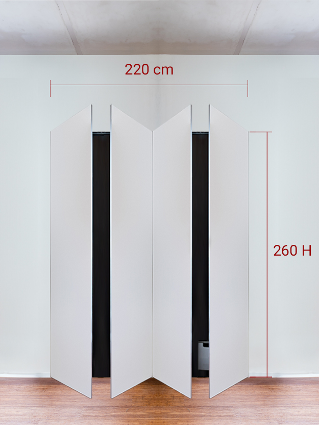 Armadio filomuro a 4 ante simmetriche cm 220×260