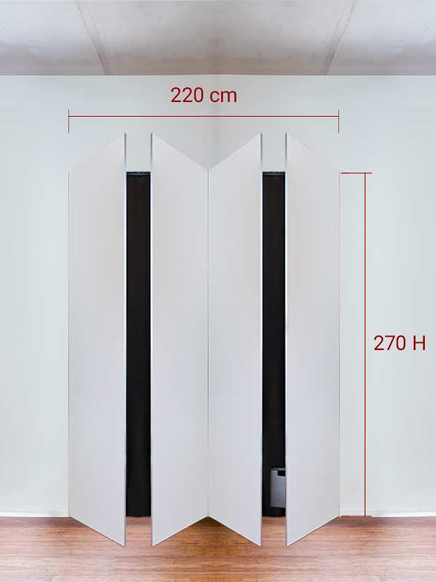 Armadio filomuro a 4 ante simmetriche cm 220×270