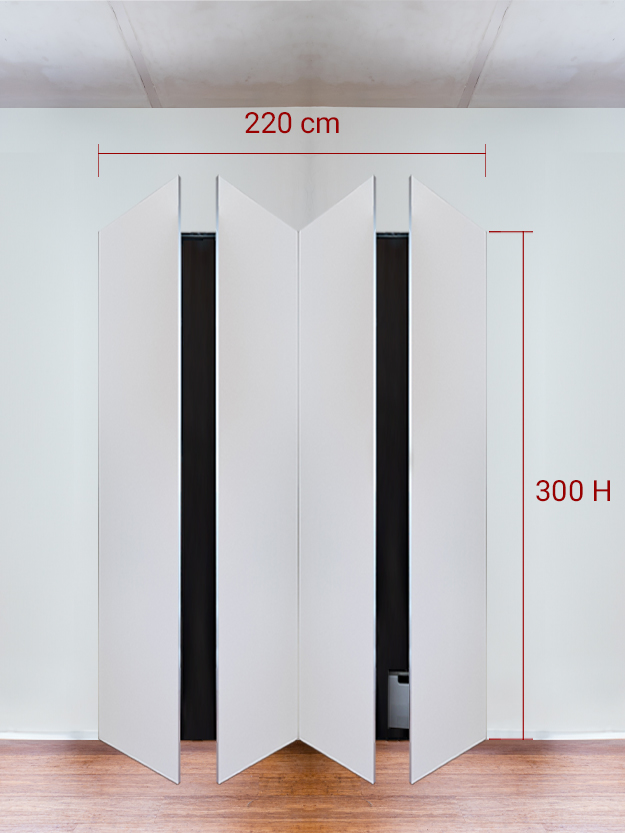 Armadio filomuro a 4 ante simmetriche cm 220×300