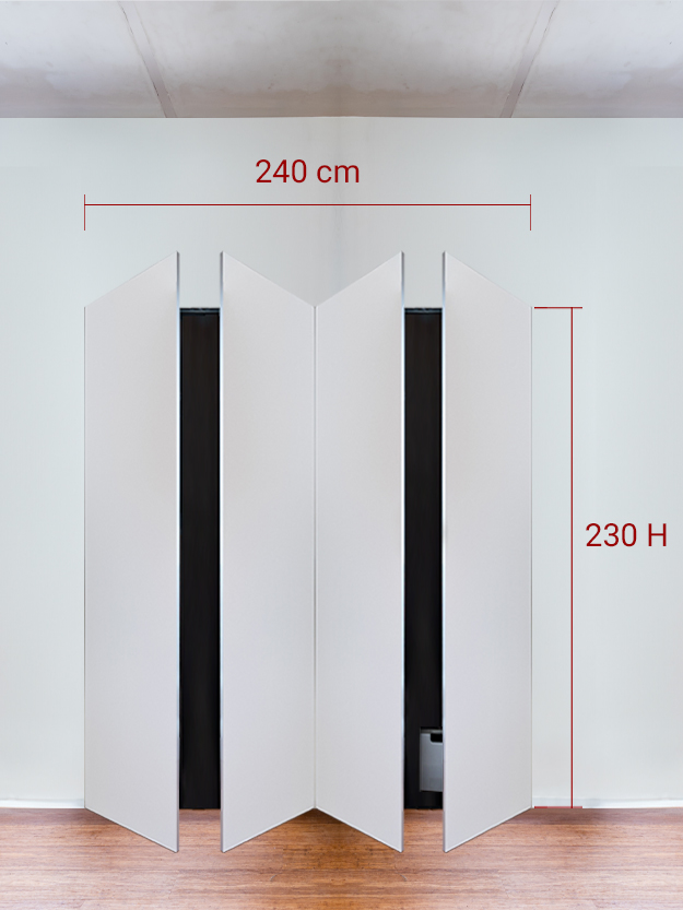 Armadio filomuro a 4 ante simmetriche cm 240×230