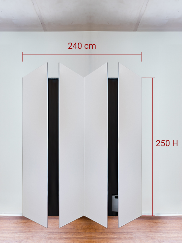 Armadio filomuro a 4 ante simmetriche cm 240×250