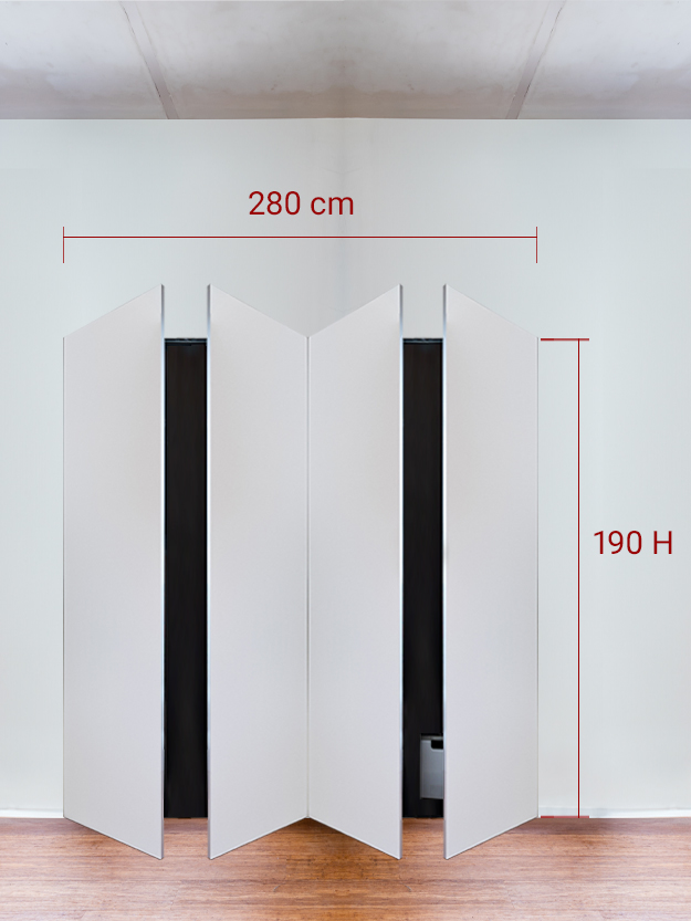 Armadio filomuro a 4 ante simmetriche cm 280×190