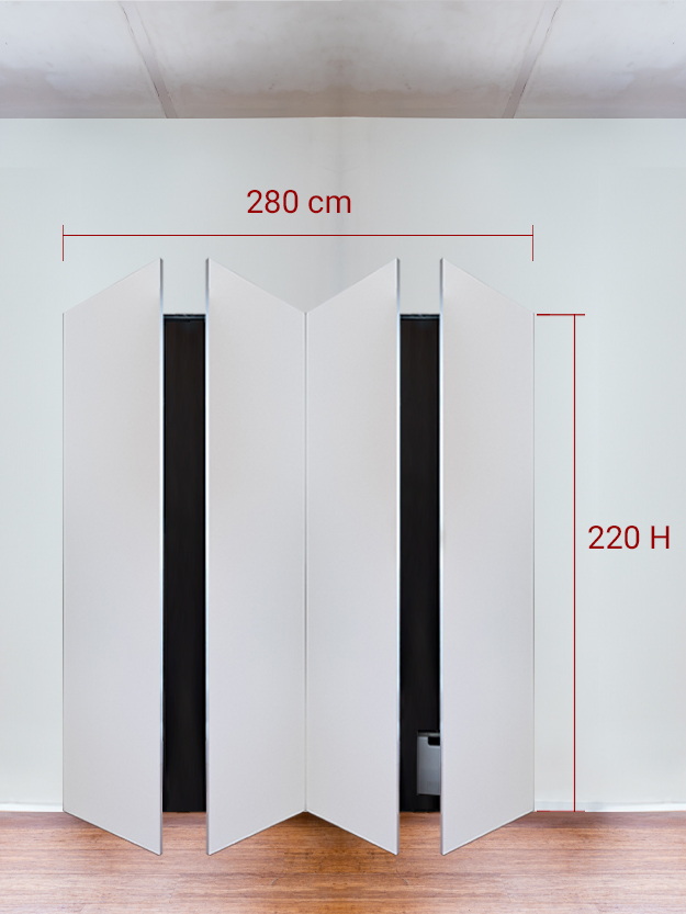 Armadio filomuro a 4 ante simmetriche cm 280×220