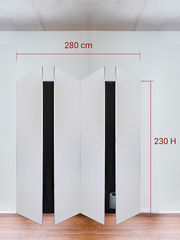 Armadio filomuro a 4 ante simmetriche cm 280×230