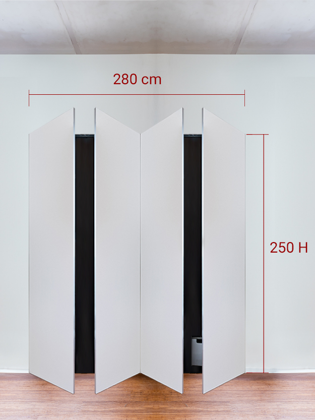 Armadio filomuro a 4 ante simmetriche cm 280×250