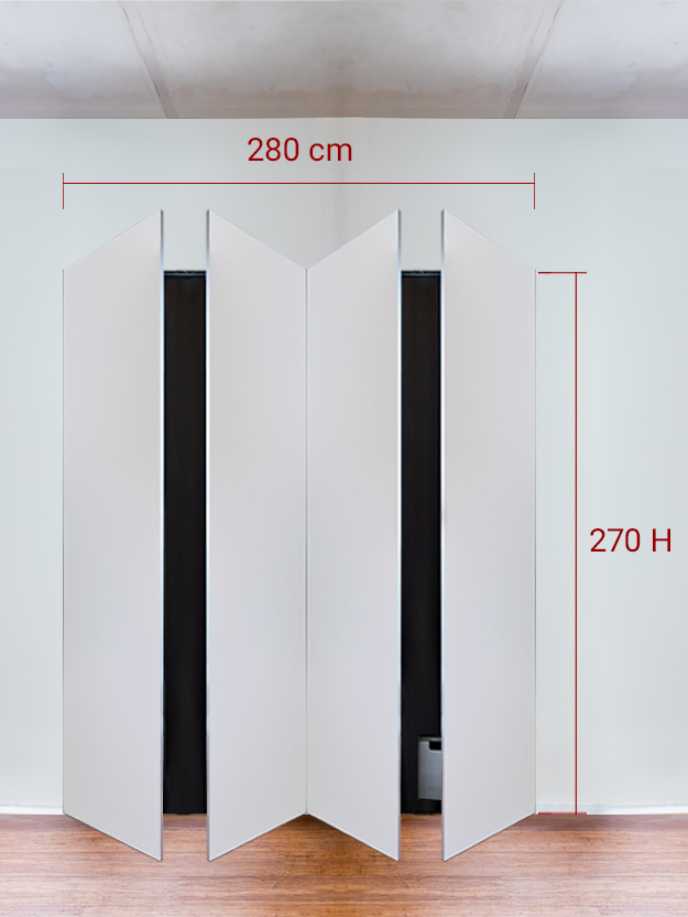 Armadio filomuro a 4 ante simmetriche cm 280×270